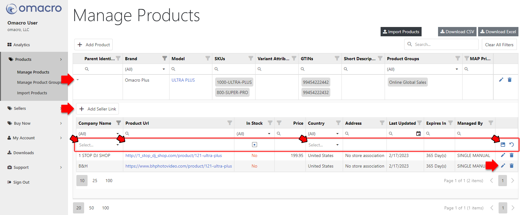Supplier Manage Product Links illustration 2