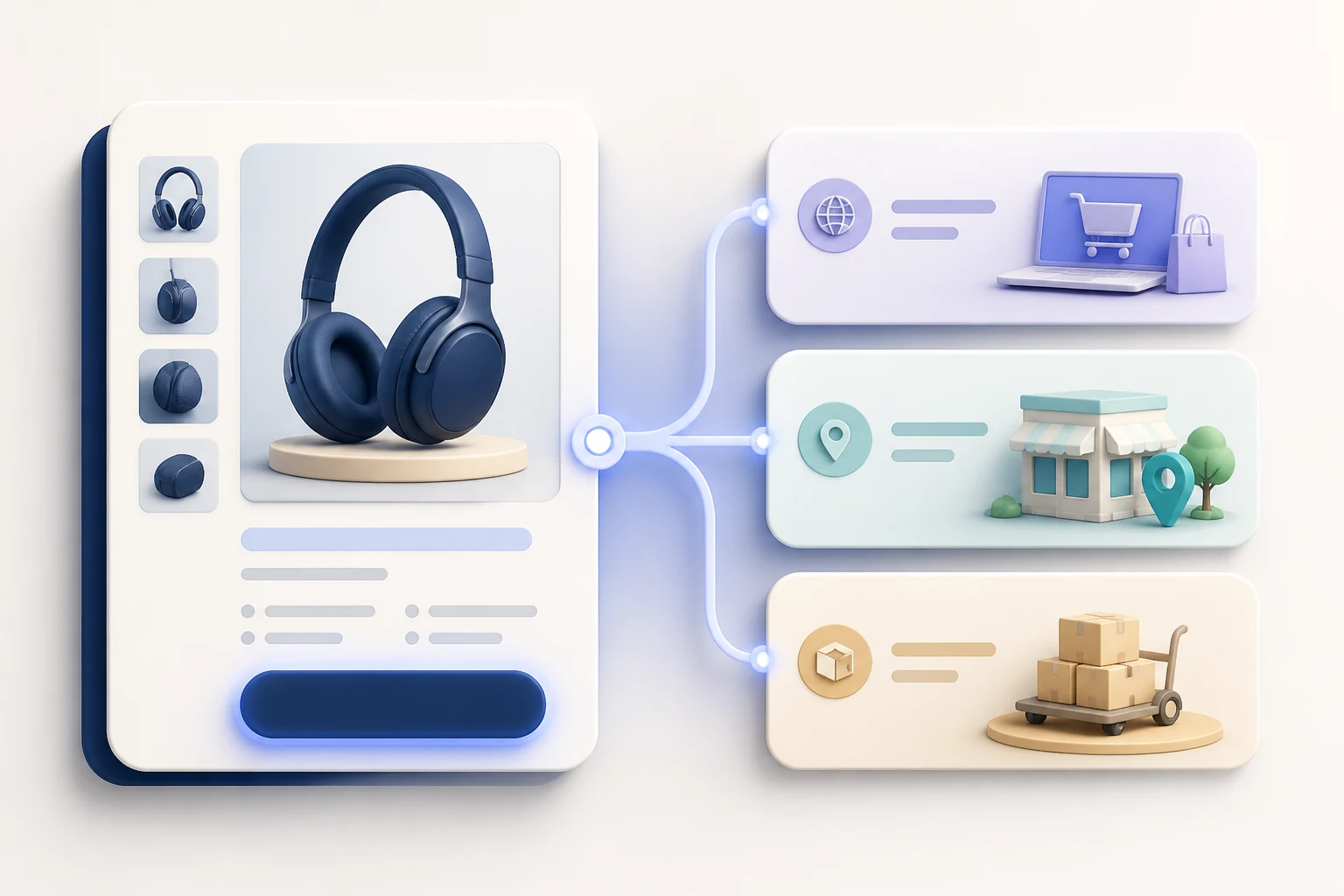 A product page action opening connected online and local purchase options.